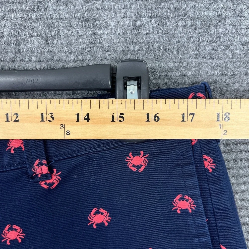 J.Crew Chino Shorts Mens 35 Crab Print Navy Blue Embroidered Summer Casual